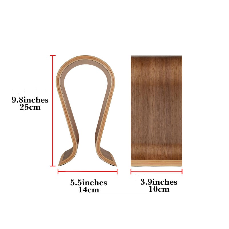 Linkidea Wooden Omega Headphones Stand/Wooden Headphone Hanger/Wood Headset Holder/Omega Earphone Desk Display Hanger - Wooden Headsets Walnut Finish - Image 3